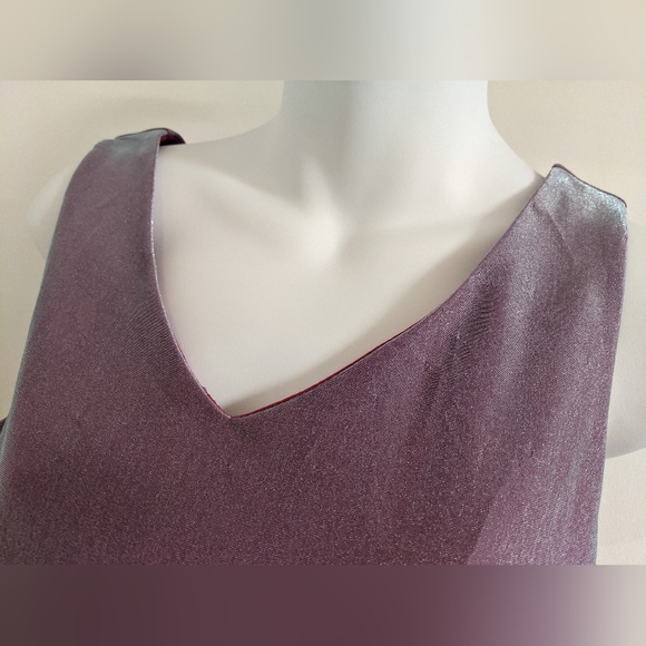 3/$25 Suzy Shier Iridescent Sparkly Purple Pink V Neck Tank Vintage - Picture 8 of 8
